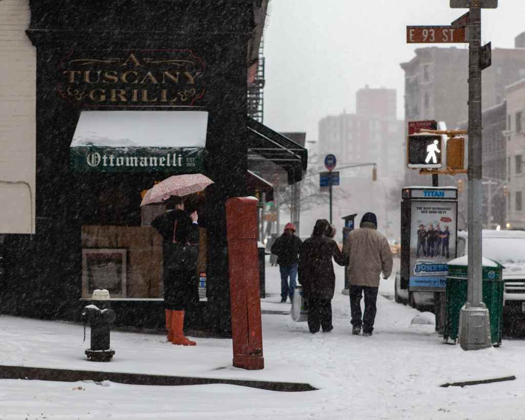 Upper East Side, Manhattan covered in snow, New York City by Guney Cuceloglu