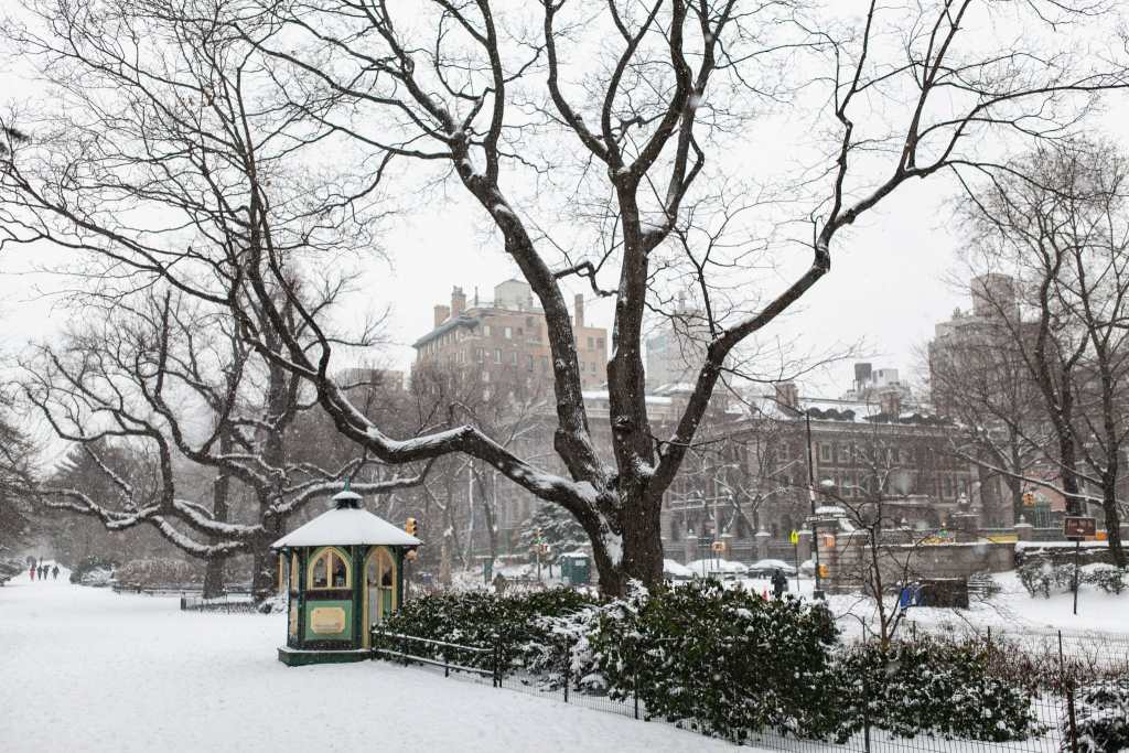 Upper East Side, Manhattan covered in snow, New York City by Guney Cuceloglu