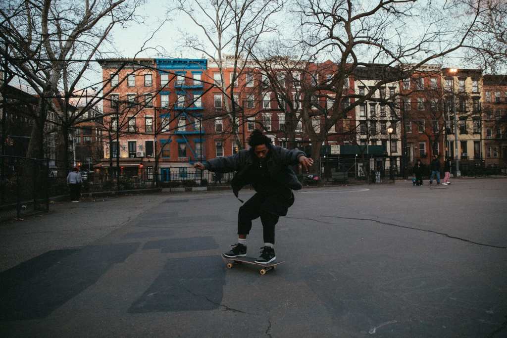 New Yorkers: skateboarder in a NYC park, Ohad Kab, New Yorker Life